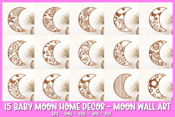 Download 15 Moon Wall Art SVG, Baby Room Decor - Premium Resources